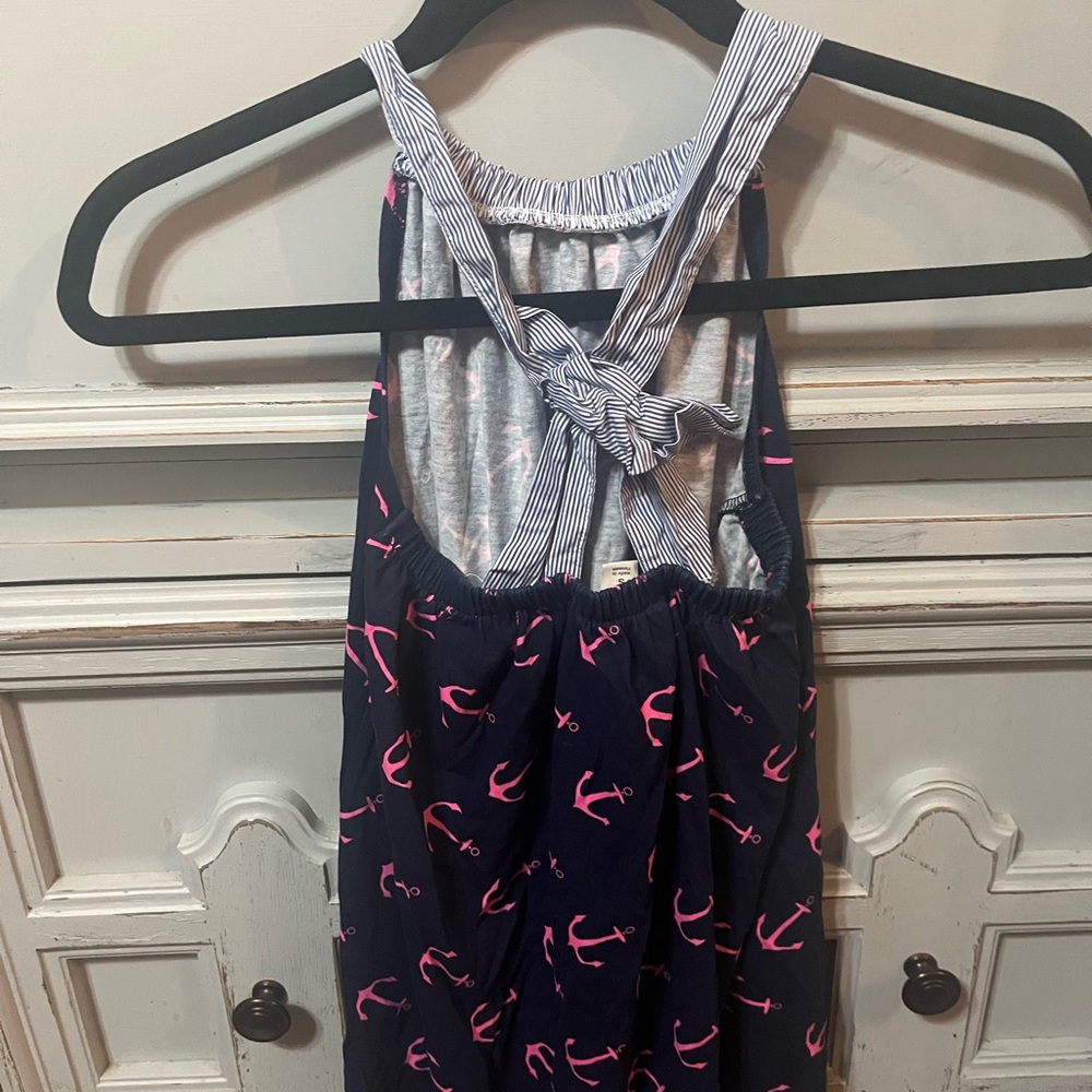 Crewcuts Navy Dress with Pink Highlights and Striped Straps- nautical anchor - Picture 3 of 4